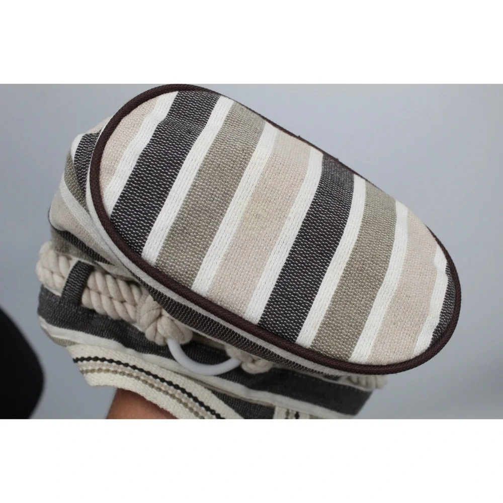 Mexican Artisan Embroidered Lele Doll Striped Tote Bag Kids Brown Cream Woven